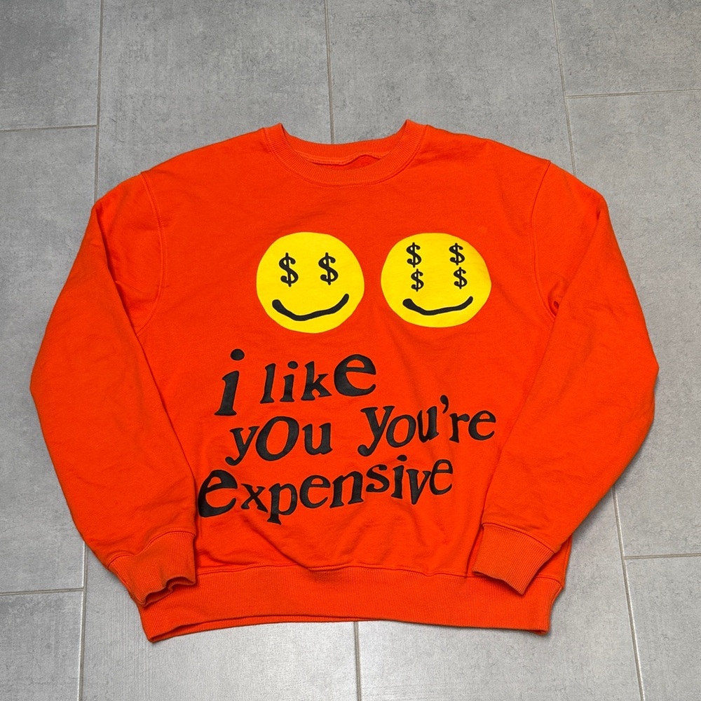 Orange Graphic Crewneck Sweater - "I Like You You're Expensive"